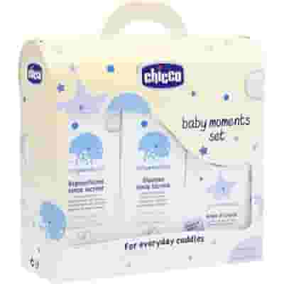 CHICCO BABY MOMENTS SET BAGNOCHIUMA PELLI DELICATE 200 ML + SHAMPOO PELLI DELICATE 200 ML + PASTA CAMBIO PELLI DELICATE 100 ML
