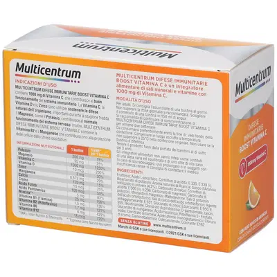 MULTICENTRUM DIFESE IMMUNITARIE BOOST VITAMINA C 28 BUSTINE MULTICENTRUM DIFESE IMMUNITARIE BOOST VITAMINA C 28 BUSTINE