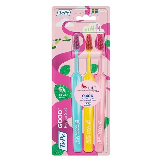 Tepe Good Regular 3 Pack Toothbrush Edizione Limitata Pink Ribbon