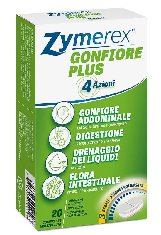 ZYMEREX GONFIORE PLUS 20 COMPRESSE TRIPLO STRATO SENZA GLUTINE SENZA LATTOSIO