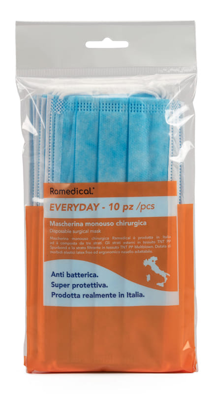 MASCHERINA CHIRURGICA TIPO II EVERYDAY AZZURRO 10 PEZZI