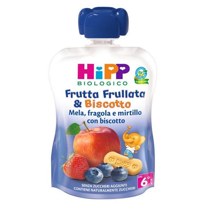 Hipp Bio Frutta Frull&Biscotto Mela Fragola Mirtillo Biscotto 90 G