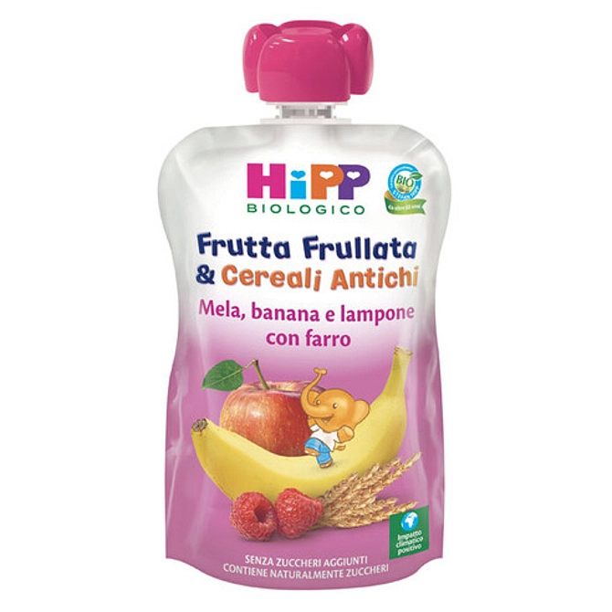 Hipp Bio Frutta Frullata&Cereali Antichi Mela Banana Lampone Farro 90 G