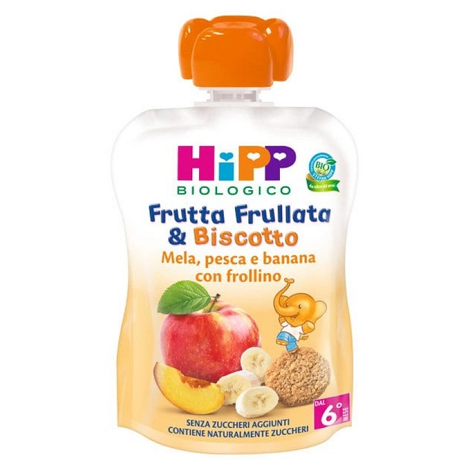 Hipp Bio Frutta Frullata &Biscotto Mela Pesca Banana Frollino 90 G