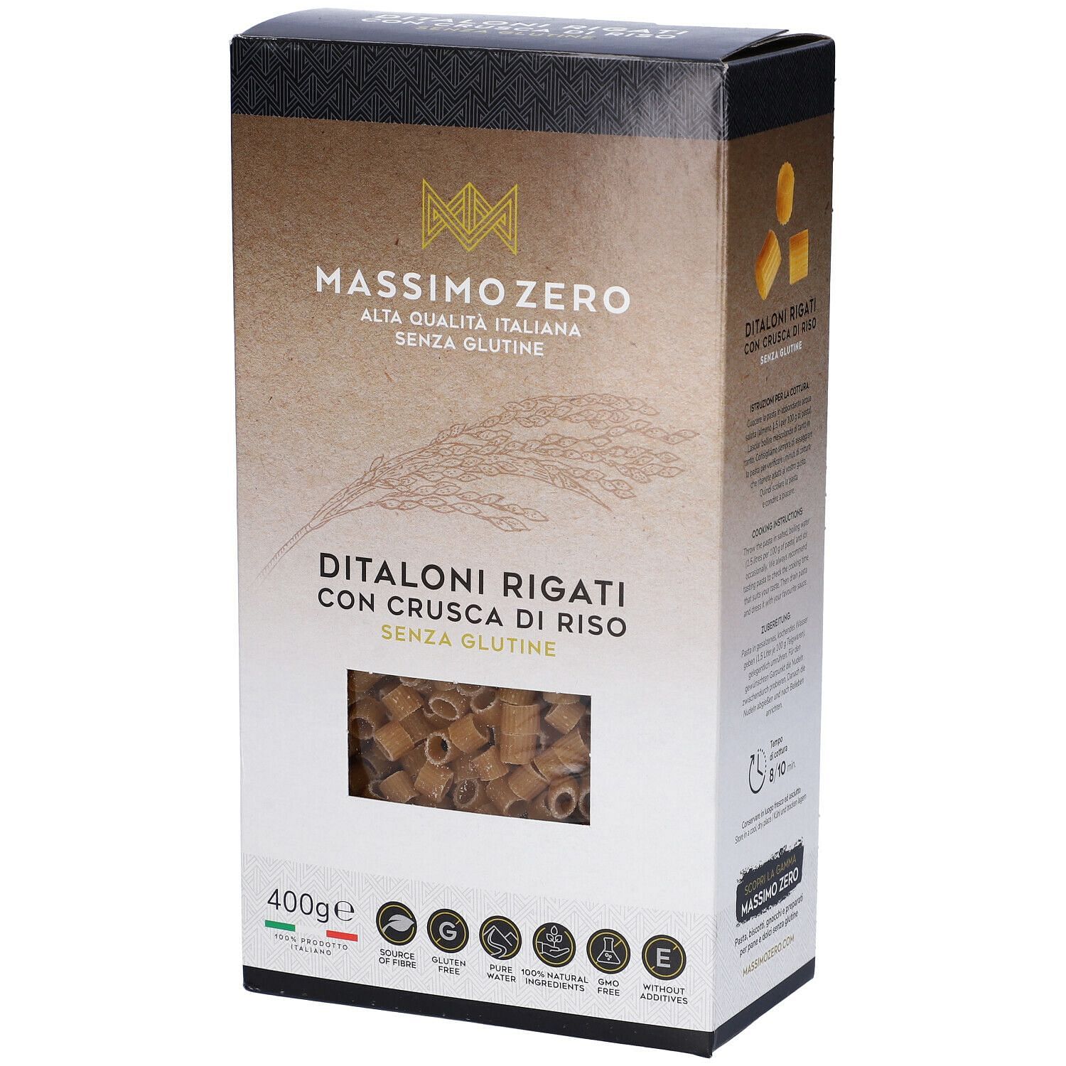 Massimo Zero Pasta Crusca Riso Ditaloni 400 G