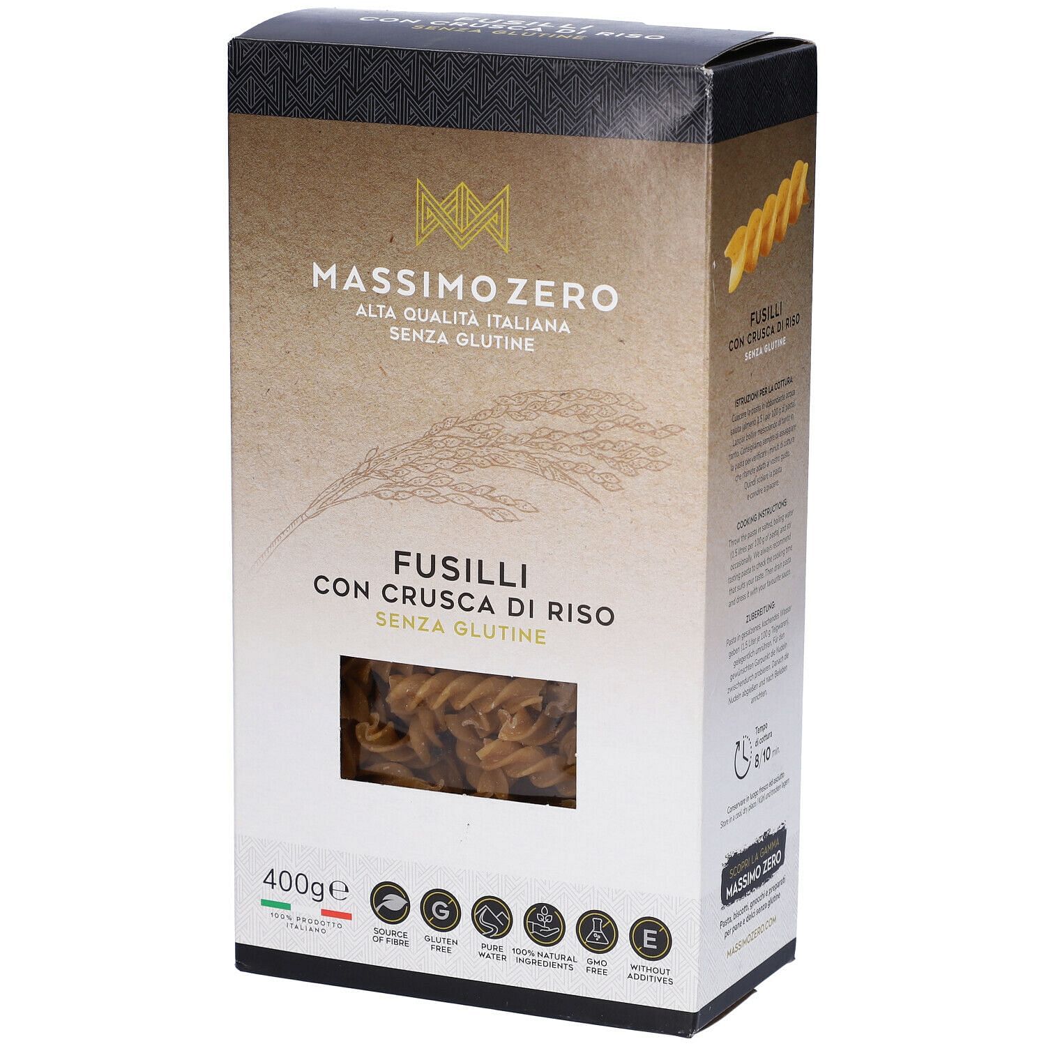 Massimo Zero Pasta Crusca Riso Fusilli 400 G