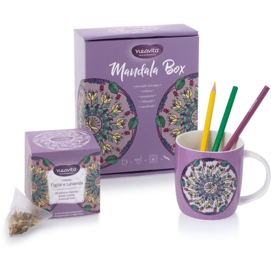 NEAVITA MANDALA BOX VIOLA FILTROSCRIGNO TIGLIO E LAVANDA MUG E KIT MANDALA