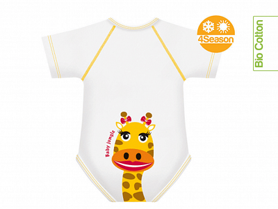 BODY 0-36M BIO COTTON 4SEASON BABY JUNGLE GIRAFFA