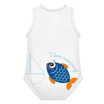 BODY 0-36M BIO COTTON SUMMER SEALIFE PESCE AZZURRO