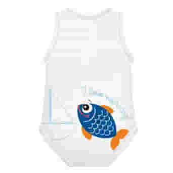 BODY 0-36M BIO COTTON SUMMER SEALIFE PESCE AZZURRO