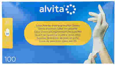 GUANTI DA ISPEZIONE ALVITA IN LATTICE SENZA TALCO M 100 PEZZI