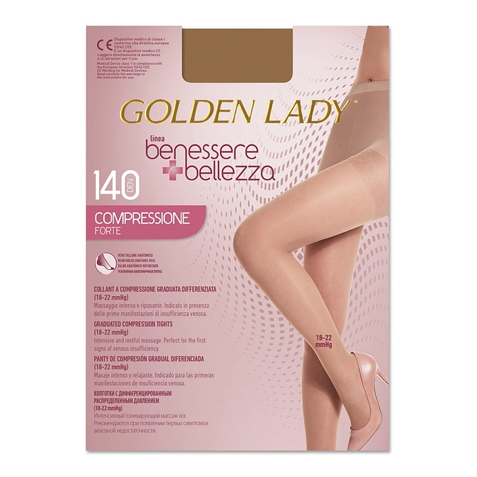 Collant Golden Lady Benessere + Bellezza 140 Denari Compressione Forte 18 22 Mmhg S