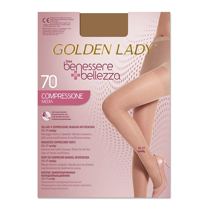 Collant Golden Lady Benessere+Bellezza 70 Denari Compressione Media 15 17 Mmhg Dore' S