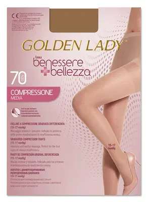 COLLANT GOLDEN LADY BENESSERE+BELLEZZA 70 DENARI COMPRESSIONE MEDIA 15-17 MMHG DORE' XL COLLANT GOLDEN LADY BENESSERE+BELLEZZA 70 DENARI COMPRESSIONE MEDIA 15-17 MMHG DORE' XL