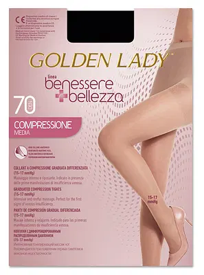 COLLANT GOLDEN LADY BENESSERE+BELLEZZA 70 DENARI COMPRESSIONE MEDIA 15-17 MMHG NERO M COLLANT GOLDEN LADY BENESSERE+BELLEZZA 70 DENARI COMPRESSIONE MEDIA 15-17 MMHG NERO M