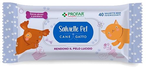 Profar Salviette Pet Detergente Talco 40 Pezzi Maxi