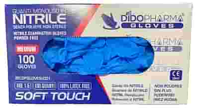 GUANTO DA ESPLORAZIONE MONOUSO IN NITRILE AZZURRO NON STERILE SENZA POLVERE PF AMBIDESTRO POLSINO ARROTOLATO MISURA MEDIUM 100 PEZZI