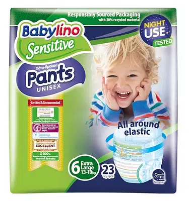 BABYLINO SENSITIVE PANTS PANNOLINI MUTANDINA UNISEX TAGLIA 6 13-18KG 23 PEZZI BABYLINO SENSITIVE PANTS PANNOLINI MUTANDINA UNISEX TAGLIA 6 13-18KG 23 PEZZI