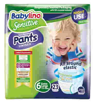 BABYLINO SENSITIVE PANTS PANNOLINI MUTANDINA UNISEX TAGLIA 6 13-18KG 23 PEZZI