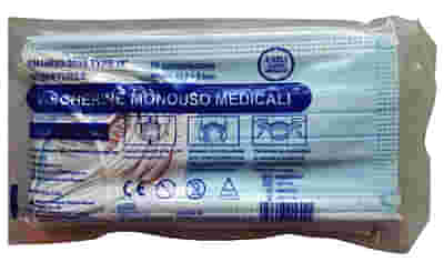 MASCHERINA MONOUSO MEDICALE TIPO IIR SET 10 PEZZI