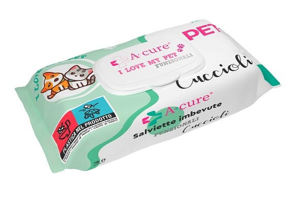 A+CURE I LOVE MY PET FUNZIONALE SALVIETTE POP-UP CUCCIOLI 40 PEZZI RICARICA