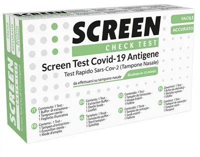 SCREEN TEST AUTODIAGNOSTICO ANTIGENICO RAPIDO COVID-19 SARS-COV-2 TAMPONI NASALI SELFTEST COVID TEST ANTIGENE SCREEN SCREEN TEST AUTODIAGNOSTICO ANTIGENICO RAPIDO COVID-19 SARS-COV-2 TAMPONI NASALI SELFTEST COVID TEST ANTIGENE SCREEN
