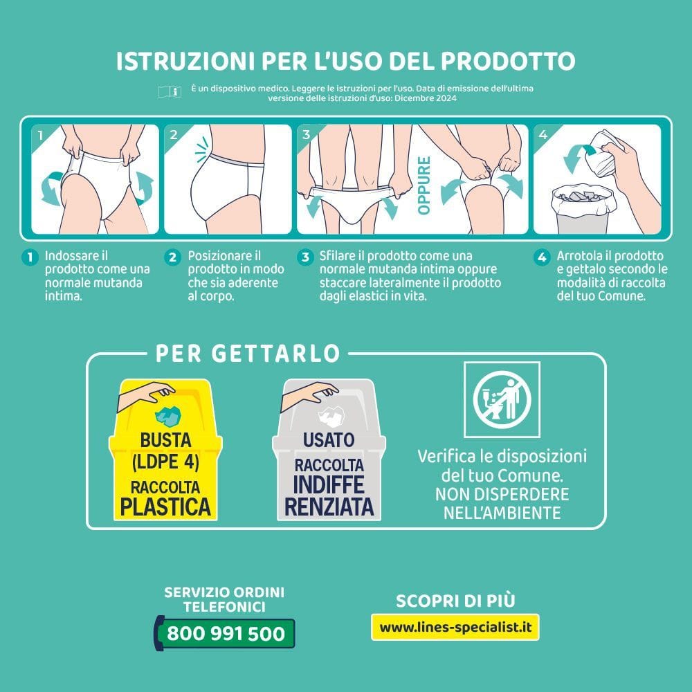 PANNOLONE PER INCONTINENZA LINES SPECIALIST DERMA PANTS MAXI L 10 PEZZI
