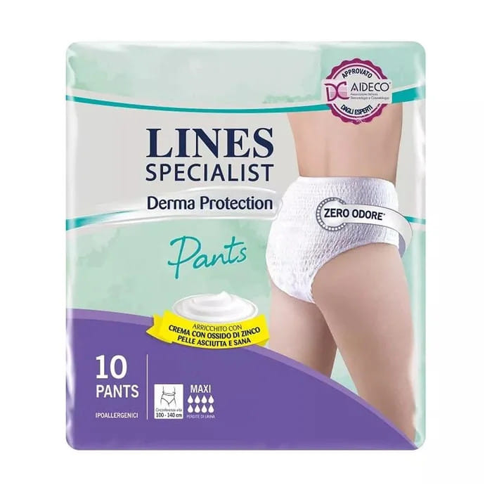 PANNOLONE PER INCONTINENZA LINES SPECIALIST DERMA PANTS MAXI L 10 PEZZI