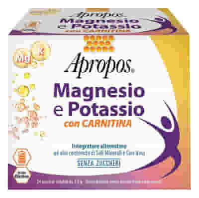 APROPOS MAGNESIO E POTASSIO CON CARNITINA 24 BUSTINE SOLUBILI DA 3,5 G GUSTO ARANCIA SENZA ZUCCHERI