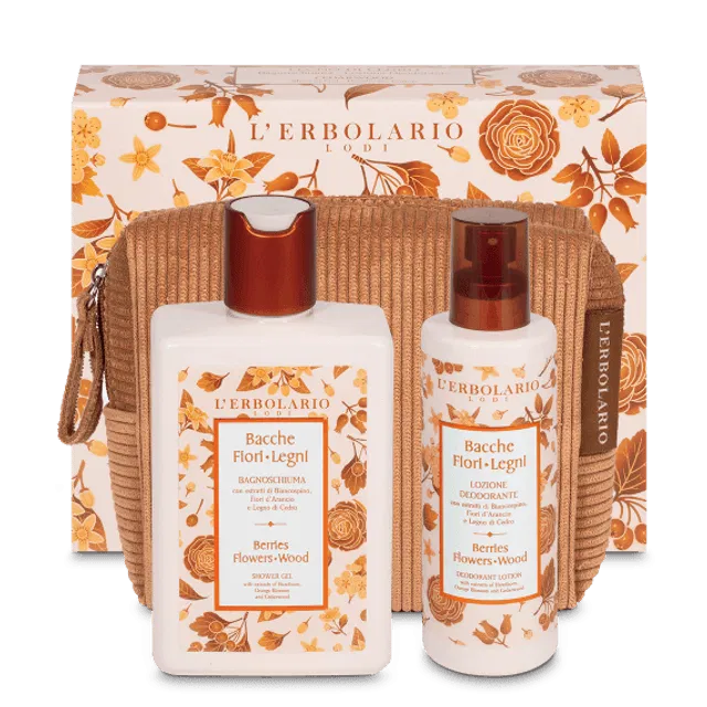 BACCHE FIORI LEGNI BEAUTY POCHETTE LEGNO DI CEDRO BAGNOSCHIUMA 250 ML + DEODORANTE 100 ML EDIZIONE LIMITATA