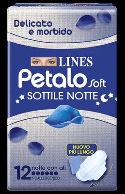 LINES PETALO SOFT SOTTILE NOTTE CON ALI IPOALLERGENICO 12 PEZZI LINES PETALO SOFT SOTTILE NOTTE CON ALI IPOALLERGENICO 12 PEZZI
