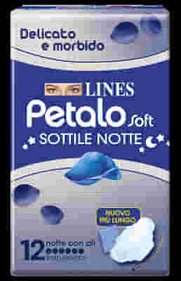 LINES PETALO SOFT SOTTILE NOTTE CON ALI IPOALLERGENICO 12 PEZZI