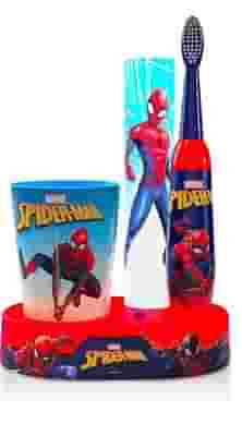 KIT REGALO SPIDERMAN LED 1 SPAZZOLINO + 1 DENTIFRICIO 75 ML + 1 BICCHIERE + 1 BASE LUMINOSA