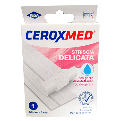 STRISCIA DELICATA CEROXMED CON GARZA DISINFETTANTE IPOALLERGENICA PER PELLI SENSIBILI 50X8CM 1 PEZZO