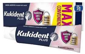 Kukident Plus Barriera Anti Cibo Neutro Crema Adesiva Dentiere 57 G
