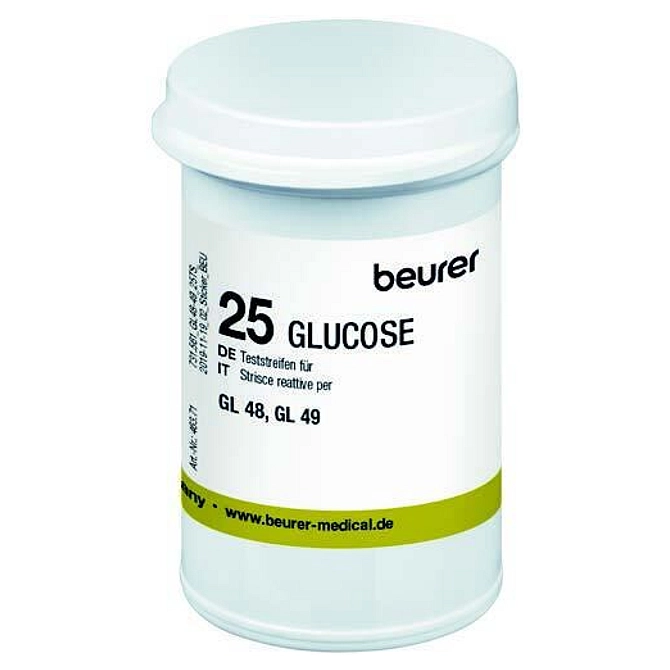 Strisce Misurazione Glicemia Beurer Per Glucometro Gl48/Gl49 In Flacone 25 Pezzi