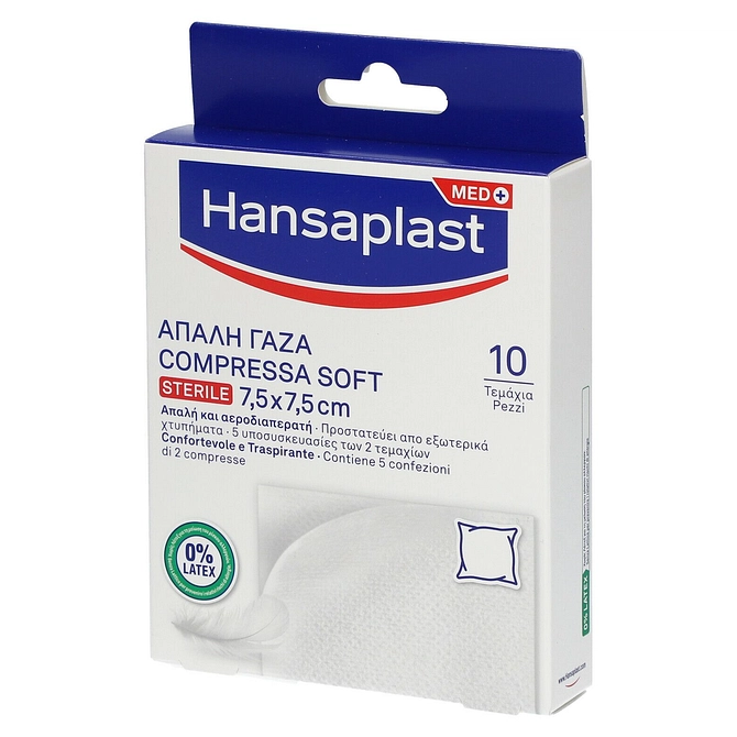 Garza Compressa Hansaplast Soft Sterile 7,5 X7,5 10 Pezzi