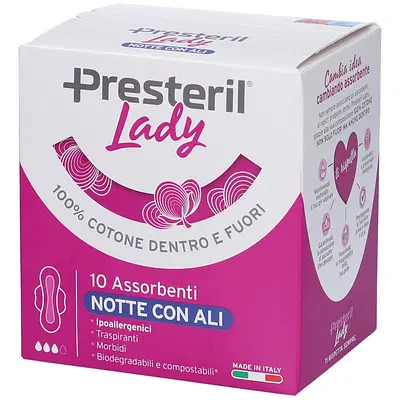 LADY PRESTERIL ASSORBENTI NOTTE CON ALI RIPIEGATI BIODEGRADABILI 10 PEZZI LADY PRESTERIL ASSORBENTI NOTTE CON ALI RIPIEGATI BIODEGRADABILI 10 PEZZI
