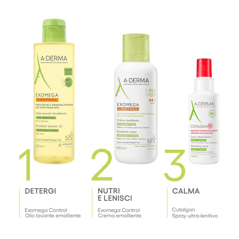 A-Derma Exomega Control Crema emolliente Anti-grattage 400ml, Lenisce la secchezza, gli arrossamenti e la sensazioni di prurito, Pelle secca a tendenza atopica
