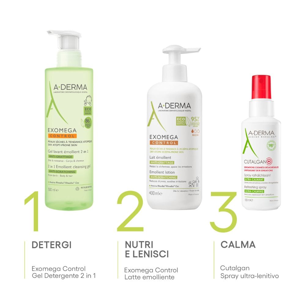 A-Derma Exomega Control Latte emolliente Anti-grattage 400ml, Lenisce la sensazione di prurito, Pelle secca a tendenza atopica