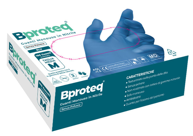 Guanto In Nitrile Senza Polvere Blu Medium 100 Pezzi-image