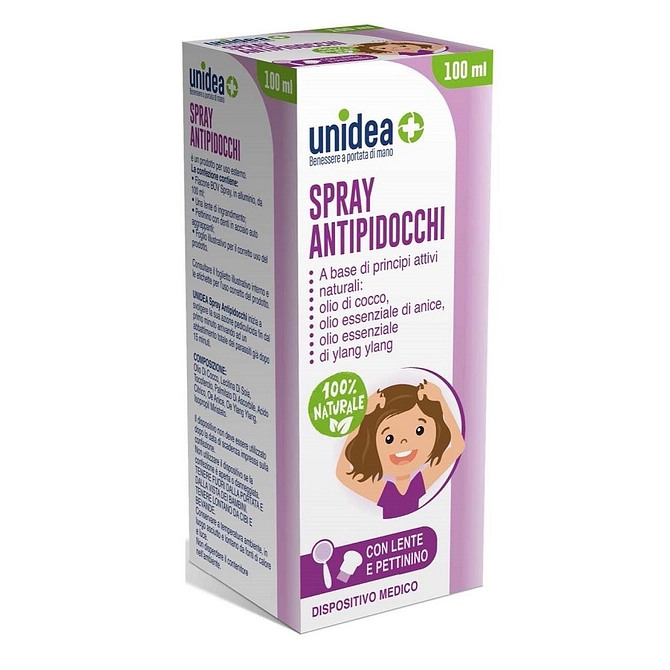 Unidea Spray Antipidocchi 100 Ml + Pettine E Lenti Inclusi