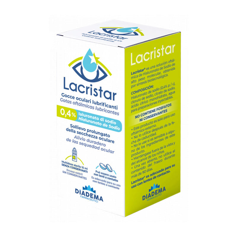 LACRISTAR GOCCE OCULARI LUBRIFICANTI 0,4% IALURONATO DI SODIO MULTIDOSE 10 ML