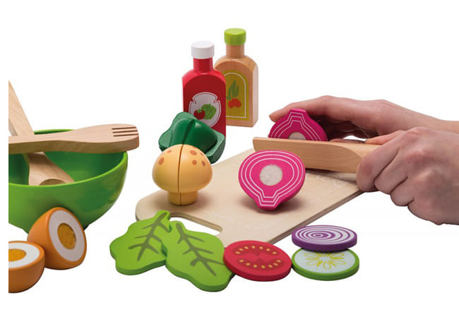 Set Insalata Con Tagliere In Legno