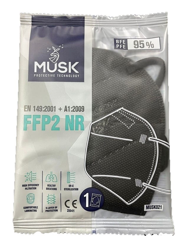 MUSK MASCHERINA FFP2 MUSK021 BLACK 1 PEZZO