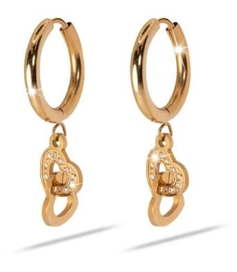 Orecchino Mj Post 333 Cerchietto Oro Rosa Con Pendente Cuori