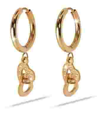 ORECCHINO MJ POST 333 CERCHIETTO ORO ROSA CON PENDENTE CUORI