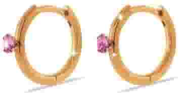 ORECCHINO MJ POST 335 CERCHIETTO ORO ROSA CON ZIRCONE ROSA