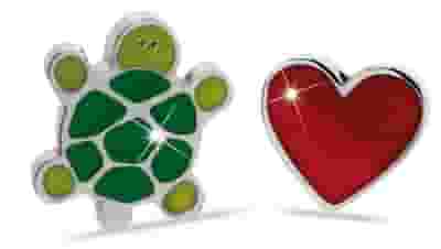 ORECCHINO MJ POST 347 CUORICINO E TARTARUGA