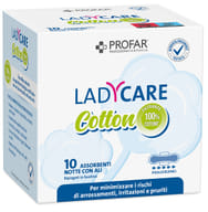 LADYCARE ASSORBENTI COTTON IPOALLERGENICI NOTTE CON ALI 10 PEZZI PROFAR